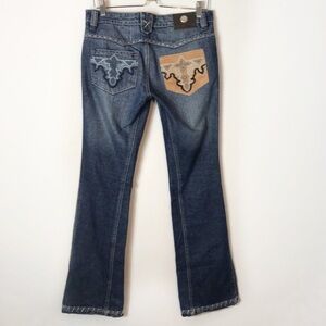 ANTIK Denim Jeans Embroidered Cowhair Pockets Cowgirl Rodeo